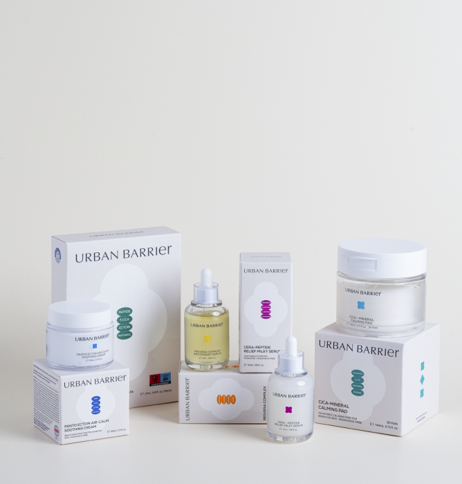 The five-product Urban Barrier skincare collection